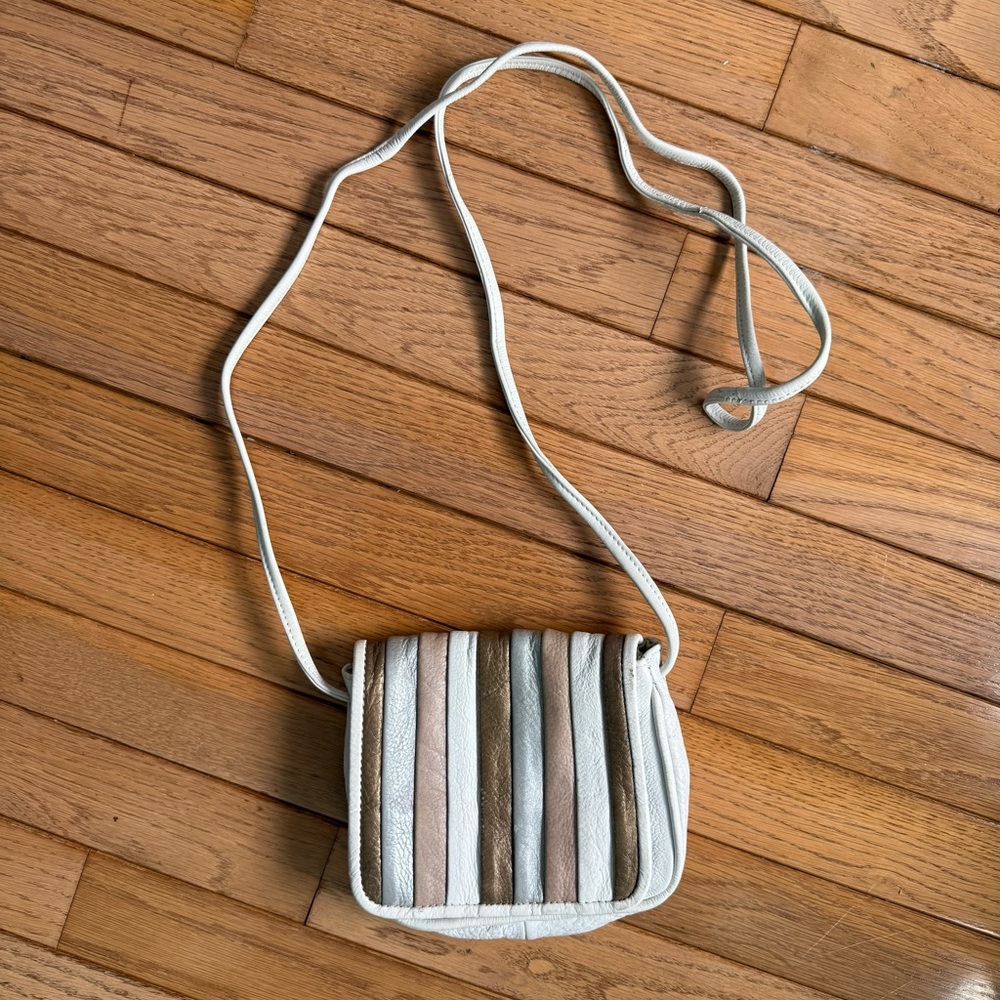 Unlisted by Kenneth Cole - White and Metallics Vintage Leather Crossbody Bag